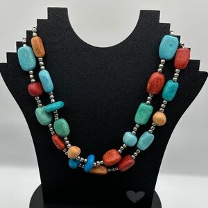 NWT Multicolor Beaded Stone Necklace